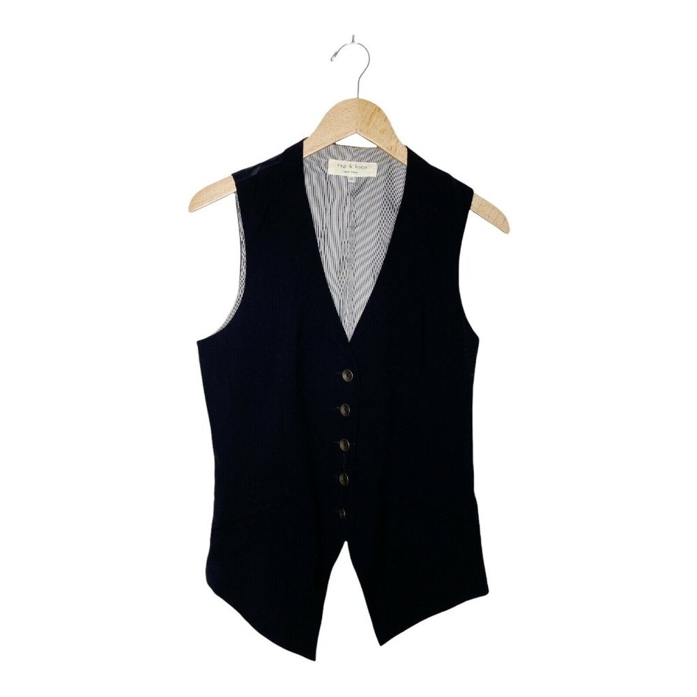 Rag & Bone Suit Vest Women's Size 10 Black Button